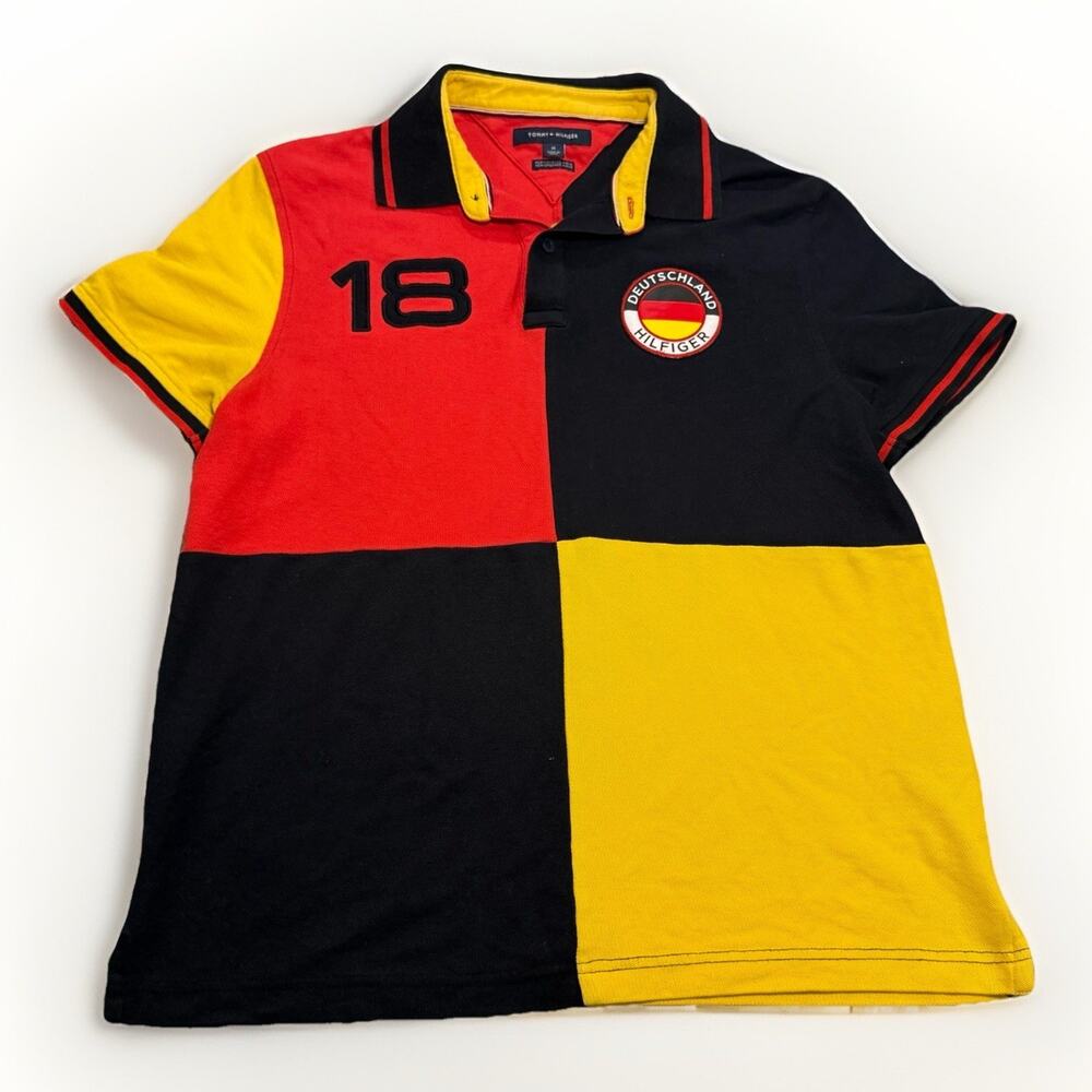 Tommy Hilfiger Polo Colorblock Black Red Yellow Men Size M Germany Deutschland